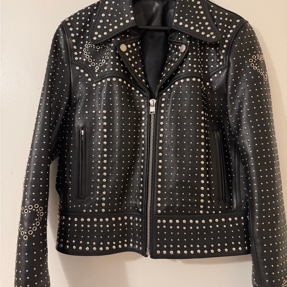 Tiger of Sweden Black Studded Leather Jacket